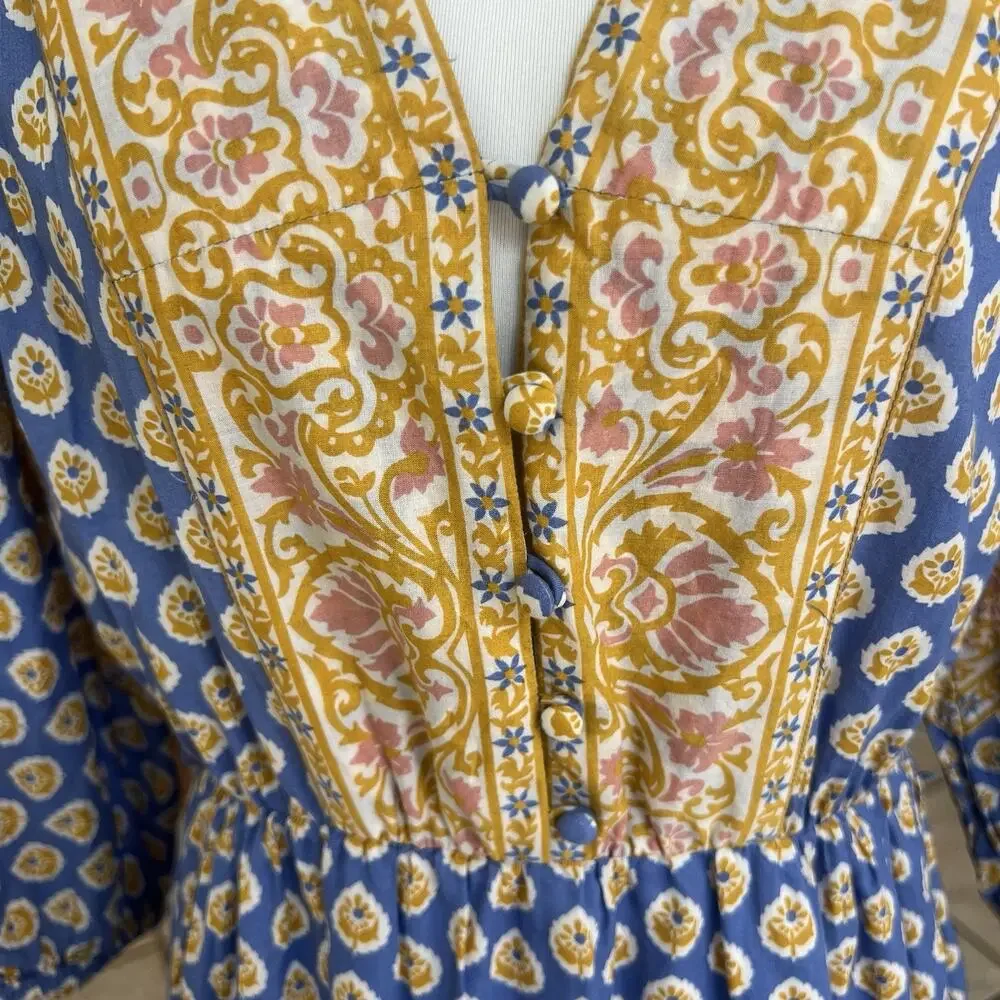 J. Crew Womens Midi Dress 3/4 Slv V Neck Cotton Sz XS 